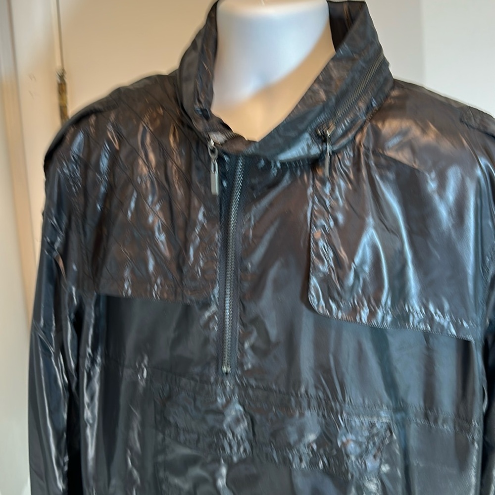 NWT “MG BLACK” 1/2 Zip Athletic Hooded Black Nylon Pullover Golf Jacket XXL NWT - Picture 3 of 16